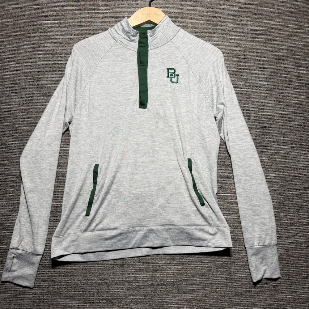Baylor Bears Shirt Womens Medium Gray LS Snap Neck Athletic Pullover
